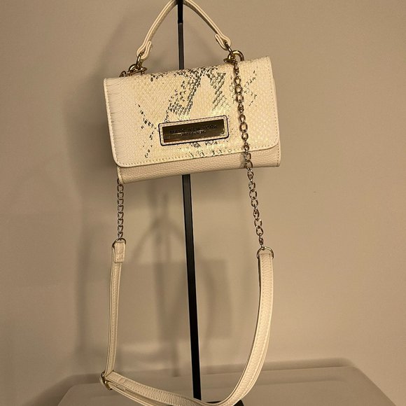 Marc New York Andrew Marc Snake Print White and Gold Crossbody - Picture 1 of 9